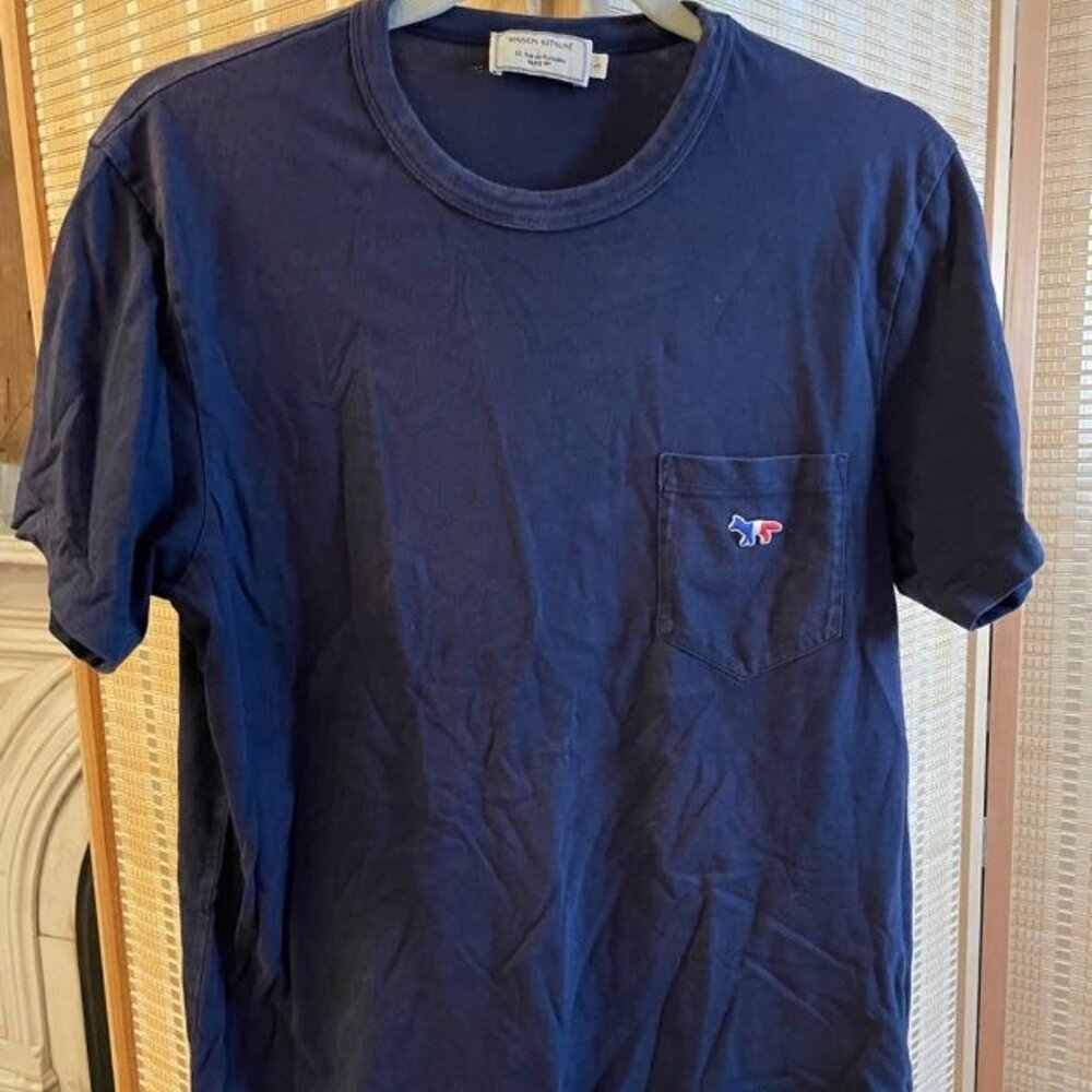 Maison Kitsuné Tricolor Fox Patch T-Shirt in Navy